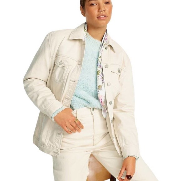 J Crew Women’s Denim Jacket ECRU color Size Medium NWOT - Picture 1 of 6